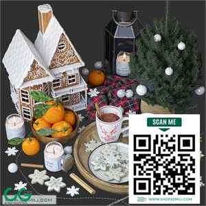 Decorative set with gingerbread house